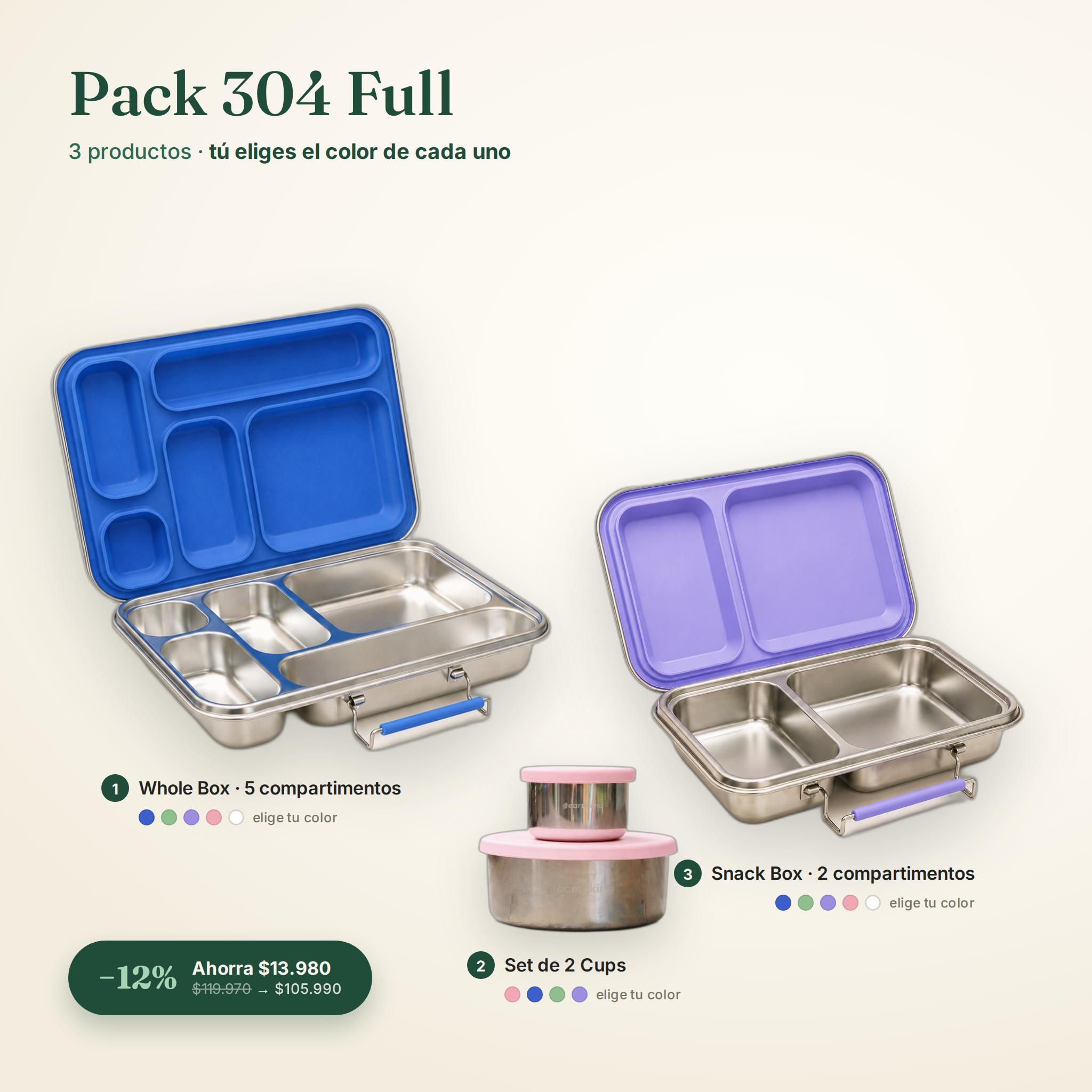 Pack 304 Full: 1 Whole Box + 1 Snack Box + Cups